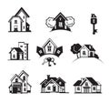 Houses black icon set