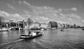 Houses and Boats on Amsterdam Canal Royalty Free Stock Photo