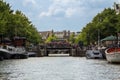 Houses and Boats on Amsterdam Canal Royalty Free Stock Photo