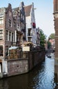 Houses and Boats on Amsterdam Canal Royalty Free Stock Photo