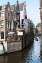 Houses and Boats on Amsterdam Canal Royalty Free Stock Photo