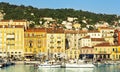 Houses and Boats in Nice port on the Mediterranean Sea, Cote d`Azur, France Royalty Free Stock Photo