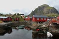 Houses and boats off the coast. Islands of Lofoten, Norway. Royalty Free Stock Photo