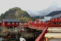Houses and boats off the coast. Islands of Lofoten, Norway. Royalty Free Stock Photo