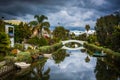 Houses and bridge along a canal in Venice Beach, Los Angeles, Ca Royalty Free Stock Photo