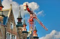 Crane over buildings in Bruges, Belgium