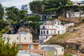 Houses built on one of the steep hills of San Francisco Royalty Free Stock Photo