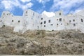 Houses built over coast rocks. Tetouan, Morocco Royalty Free Stock Photo