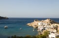 Houses built rock cliffs Firopotamos Milos Royalty Free Stock Photo