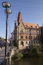 Houses built on the waterfront, Szeki Palace - Cluj Napoca, Kolozsvar, Klausenburg, Transylvania, Romania Royalty Free Stock Photo