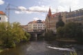 Houses built on the waterfront, Szeki Palace - Cluj Napoca, Kolozsvar, Klausenburg, Transylvania, Romania Royalty Free Stock Photo