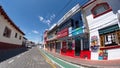 Houses and businesses along a street