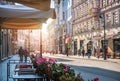 Houses and cafes on Myasnitskaya street in Moscow