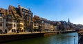 Houses and canals of French town Strasbourg Royalty Free Stock Photo