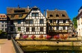 Houses and canals of French town Strasbourg Royalty Free Stock Photo