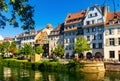 Houses and canals of French town Strasbourg Royalty Free Stock Photo