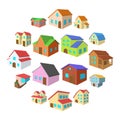 Houses cartoon icons set Royalty Free Stock Photo