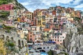 Houses on a cliff in Manarola, Italy