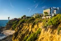 Houses on cliffs overlooking the Pacific Ocean Royalty Free Stock Photo