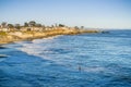 Houses close to the eroded Pacific Ocean coastline, Santa Cruz, California Royalty Free Stock Photo