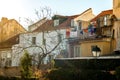 Houses with clothes hanging outside to dry