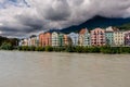 Colored houses mear the river in Innsbruck Royalty Free Stock Photo