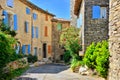 Houses with colorful shuttered windows in Provence, France Royalty Free Stock Photo