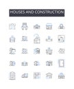 Houses and construction line icons collection. Gasoline, Diesel, Fuel, Petrochemical, Refinery, Gas, Tanker vector and