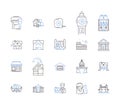 Houses and construction outline icons collection. Housing, Construction, Building, Dwelling, Architectural, Home, Real