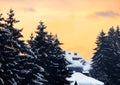 Houses covered with snow, Bansko, Bulgaria Royalty Free Stock Photo