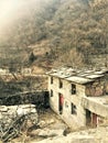 Houses deep in mountains in linzhou, China Royalty Free Stock Photo
