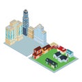 Houses and edifices isometric Royalty Free Stock Photo