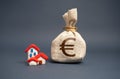 Houses and euro money bag. Make a deal. Property Insurance.