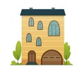 Houses exterior vector illustration front view with roof. Home facade with doors and windows. Modern town house cottage Royalty Free Stock Photo