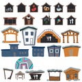 Houses, gazebos, baths, cafes and counters for the map of the park and the city