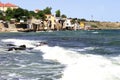 Houses hanging over the sea. Sea Village.