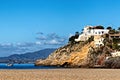 Houses on headland over the sea