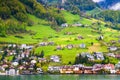 Houses on the hill in Beckenried - Vitznau, Lucerne, Switzerland