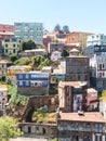 Houses on the hill. View on Cityscape of historical city Valparaiso, Chile. Royalty Free Stock Photo