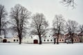 Houses in the Holasovice village in Bohemia, registered as UNESCO world heritage site Royalty Free Stock Photo