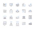 Houses and household outline icons collection. House, Household, Home, Dwelling, Residence, Abode, Villa vector and