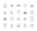 Houses and household outline icons collection. House, Household, Home, Dwelling, Residence, Abode, Villa vector and