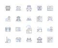 Houses and household outline icons collection. House, Household, Home, Dwelling, Residence, Abode, Villa vector and