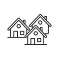 Houses icon line design. Village, building countryside, town, cottages, country, neighbor, neighborhood vector