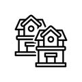 Black line icon for Houses, mansion and habitation