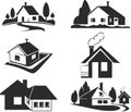 Houses icon, shelter icon, village black vectors icon set.