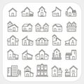 Houses icons set, Real estate, Line icon Royalty Free Stock Photo