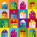 Houses, illustration, wallpaper, background, naive