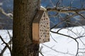 Houses for insects, hotels for solitary bees, beetles attracting  and butterflies for moths and butterflies. in a city park on a h Royalty Free Stock Photo