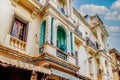 Houses of the Jewish quarter, at the Mellah street. Typical balconies Jewish Quarter of Fez Morocco. Africa.